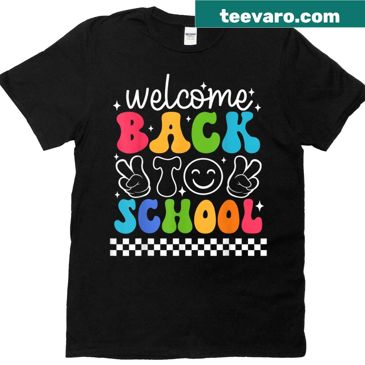 Retro T-shirt for teachers featuring a welcome back to school design — on a men's t-shirt