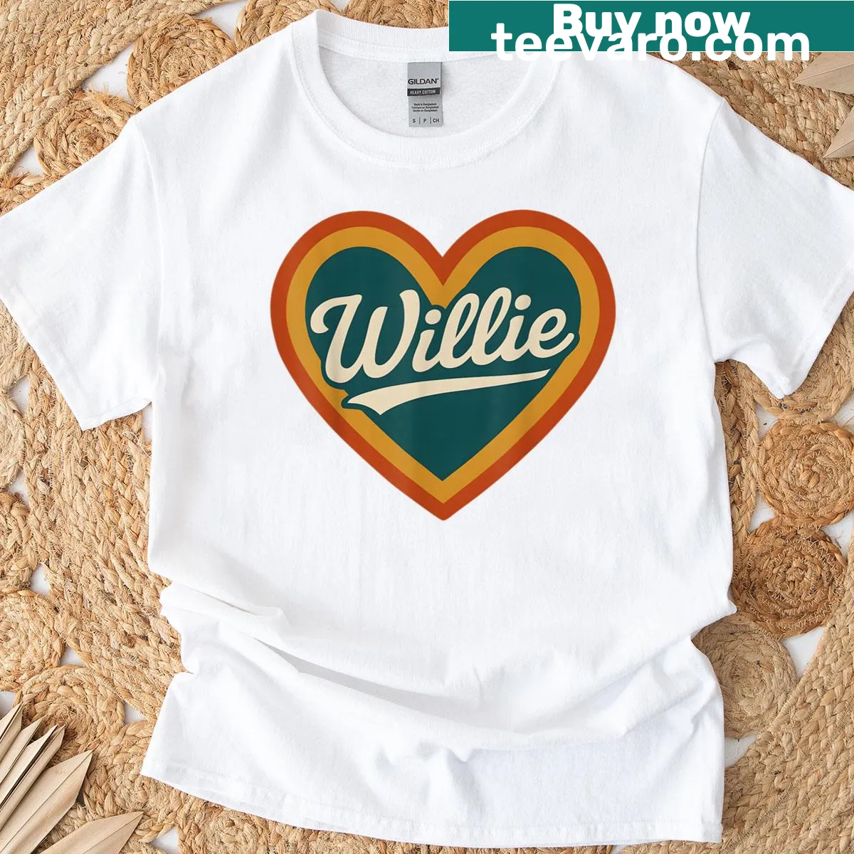 T-shirt featuring a playful illustrated heart design — on a men's t-shirt
