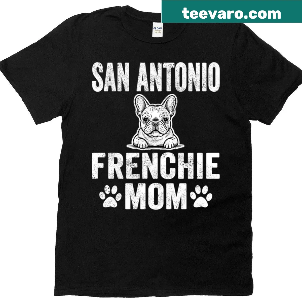 Adorable French Bulldog design on San Antonio Frenchie Mom t-shirt — on a men's t-shirt