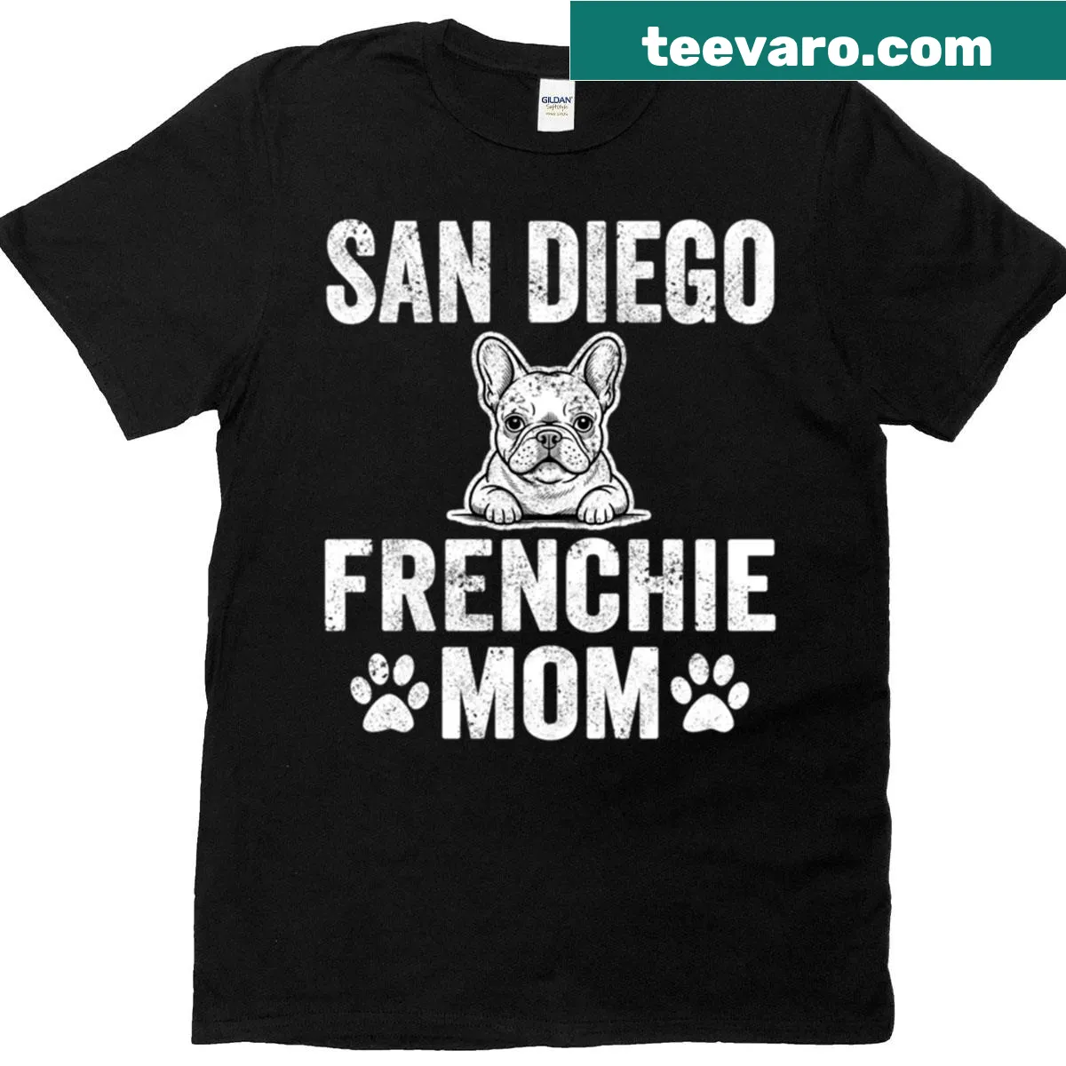 Oversized t-shirt featuring a cute French Bulldog for San Diego moms — on a men's t-shirt