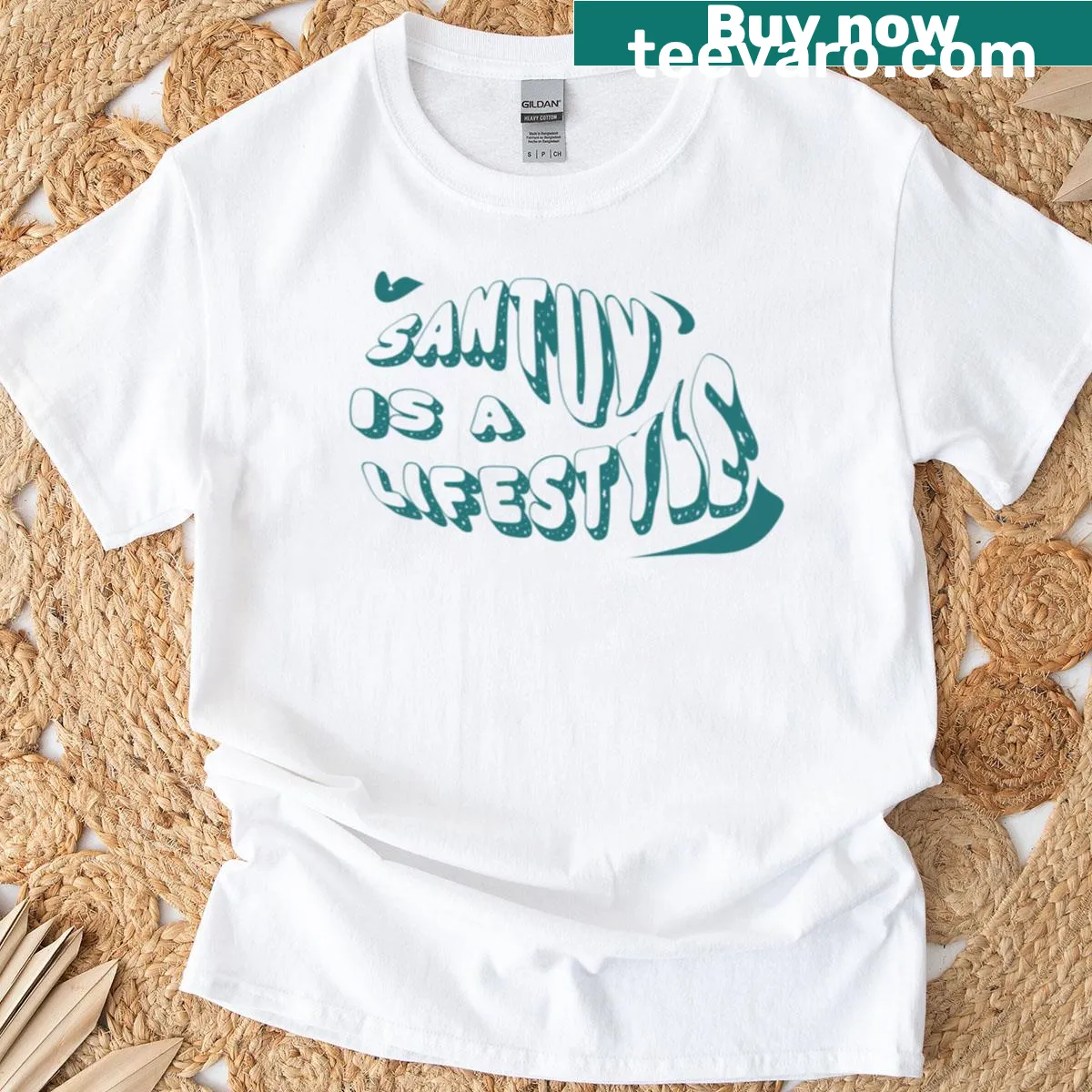 Oversized T-shirt with the phrase 'Santuy Is A Lifestyle' — on a men's t-shirt