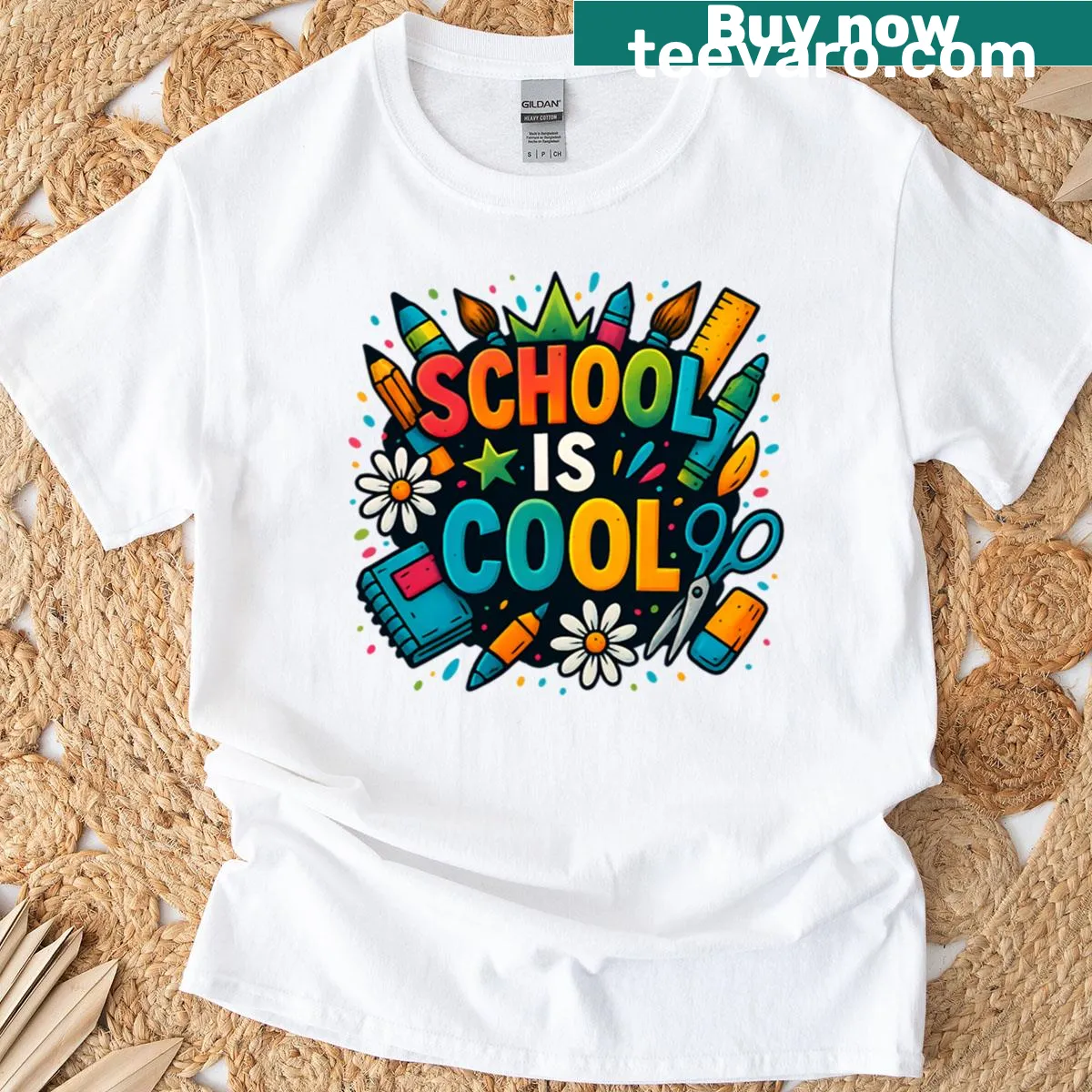Playful T-shirt with a humorous school design, perfect for students. — on a men's t-shirt