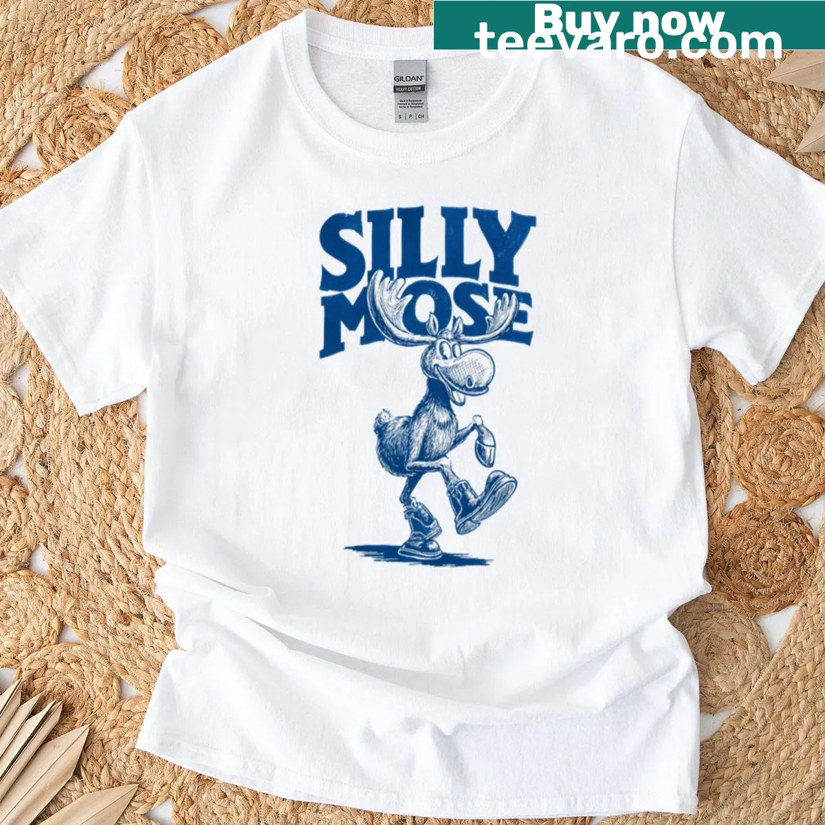 Cartoon moose with a silly expression on a fun T-shirt — on a men's t-shirt