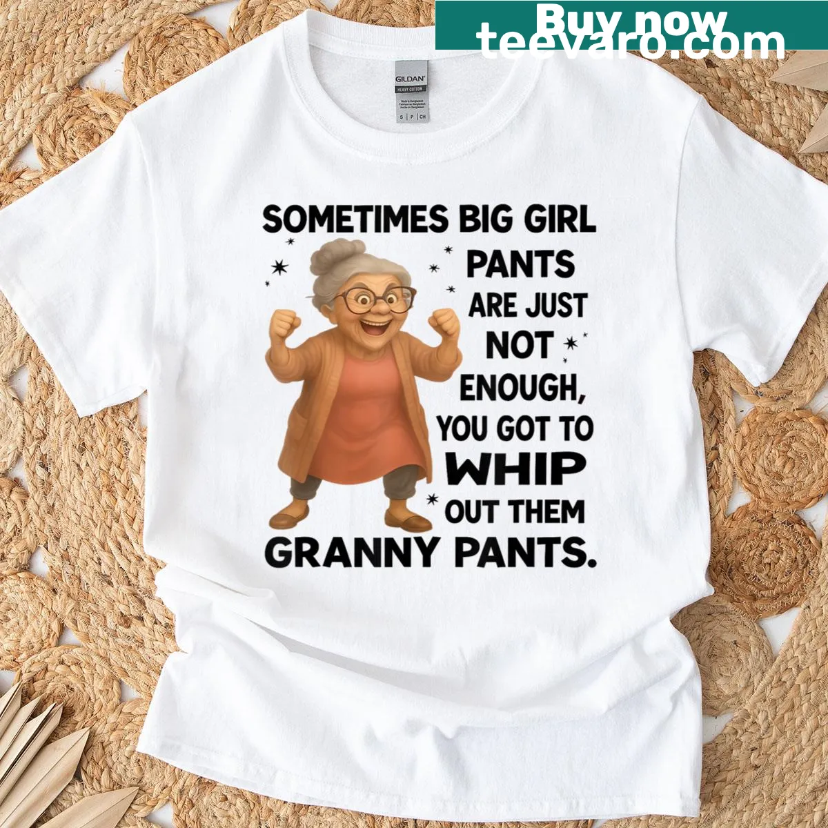 Funny t-shirt for grandmas with playful saying about big girl pants — on a men's t-shirt