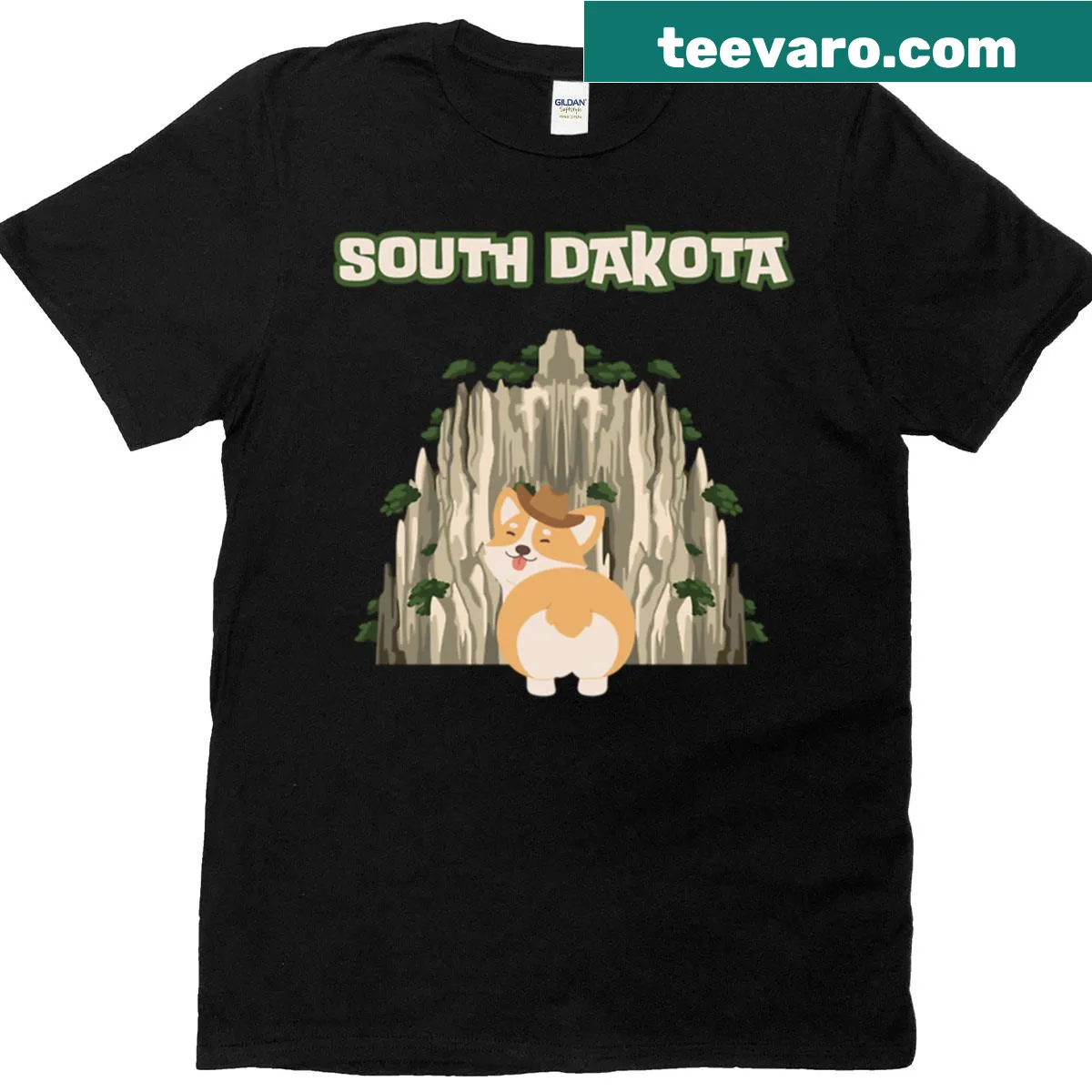 Oversized t-shirt with a funny cowboy corgi illustration — on a men's t-shirt