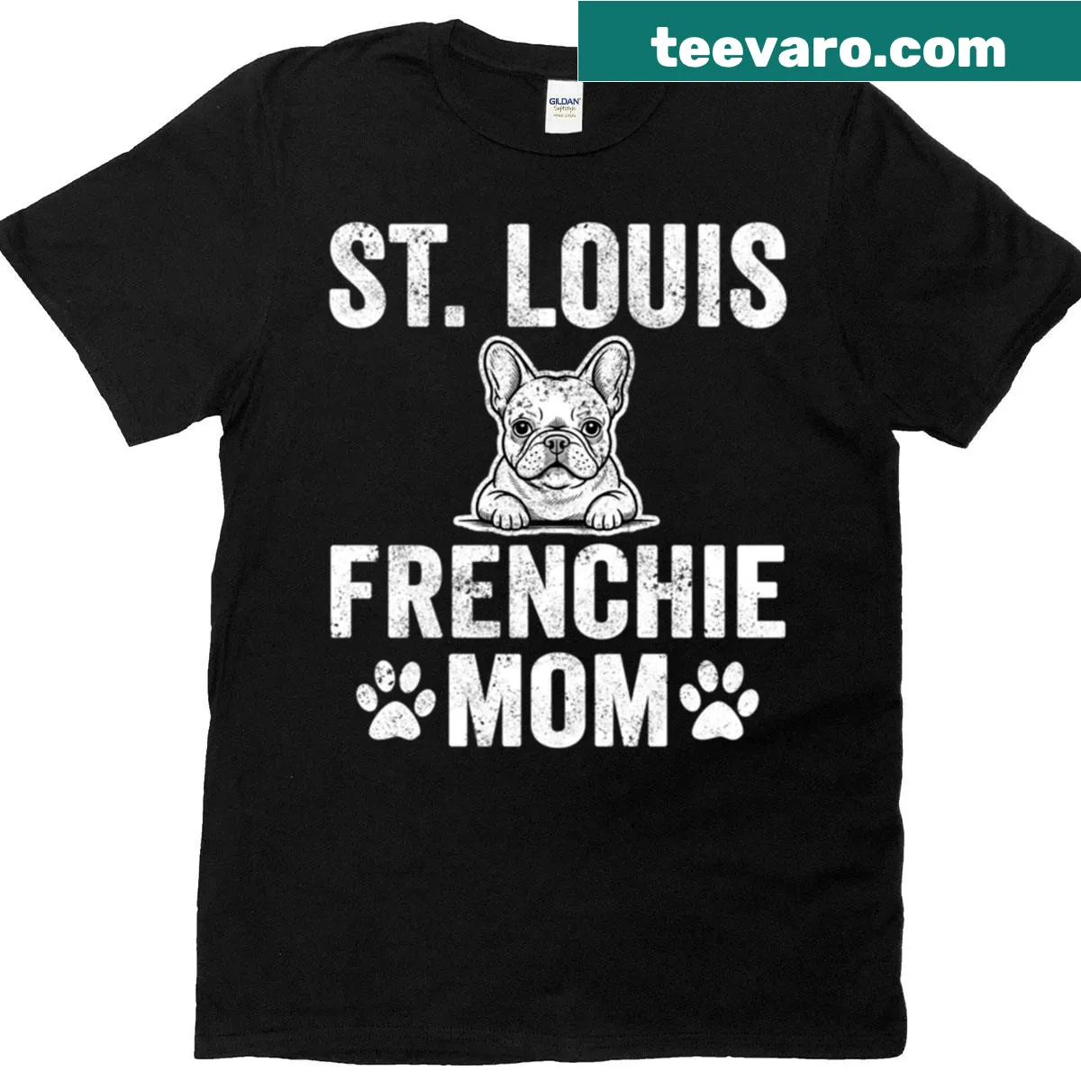 Cute T-shirt featuring a French Bulldog illustration for dog moms — on a men's t-shirt