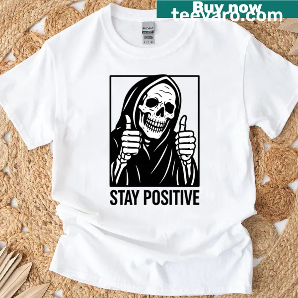 Oversized T-shirt with a reaper and motivational message to stay positive