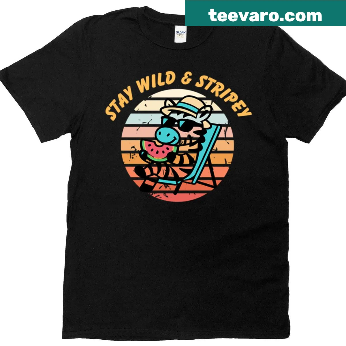Playful stripey design on oversized T-shirt — on a men's t-shirt