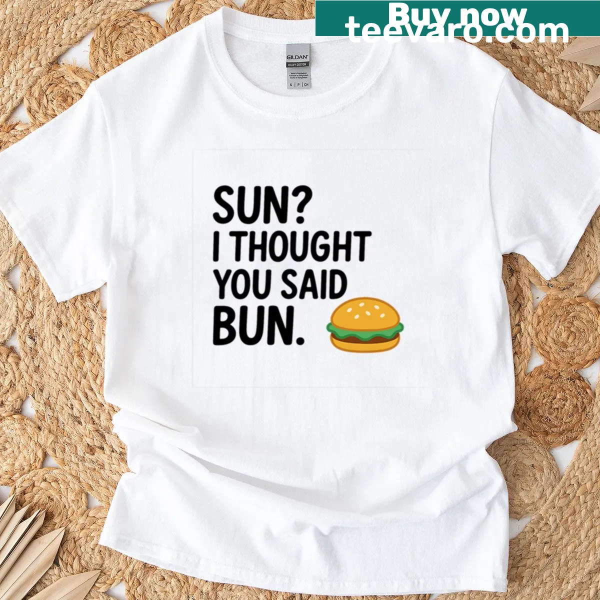 Funny hamburger pun graphic on summer T-shirt — on a men's t-shirt