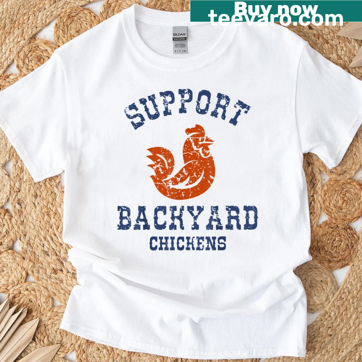 Retro-style t-shirt supporting backyard chickens — on a men's t-shirt