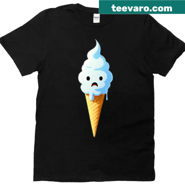 T-shirt featuring a surprised ice cream character