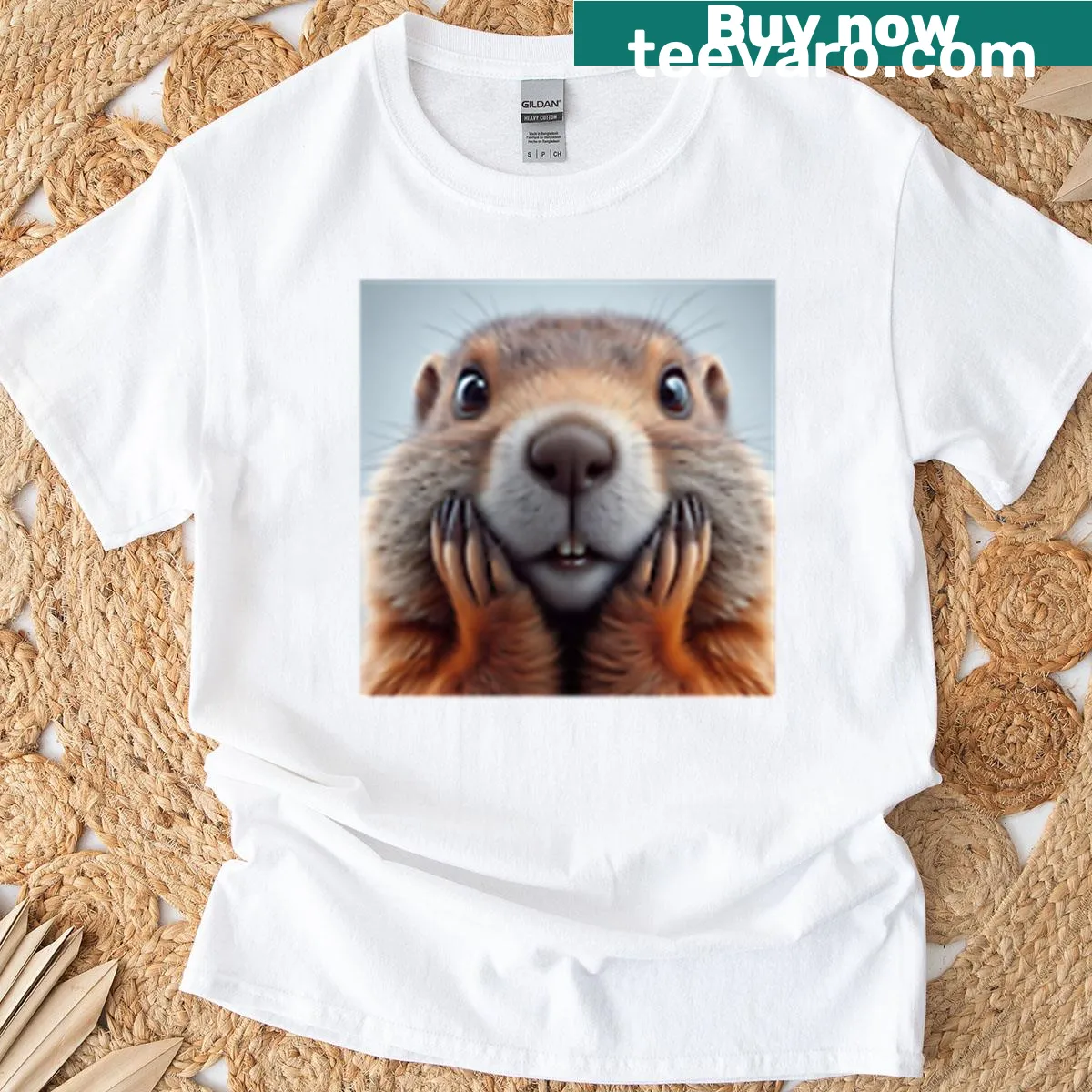 Whimsical groundhog graphic on a funny t-shirt — on a men's t-shirt