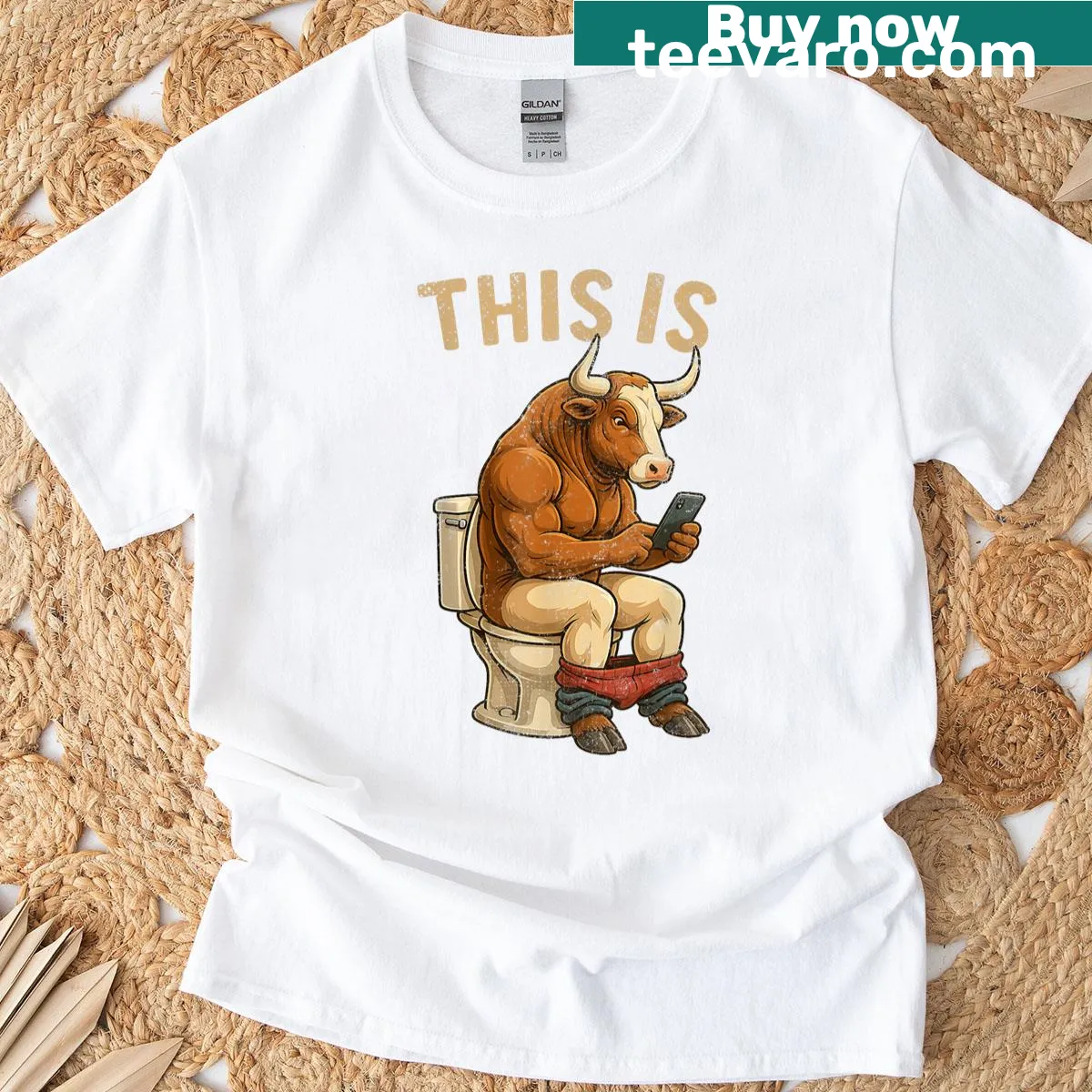 Funny toilet humor T-shirt with graphic text — on a men's t-shirt
