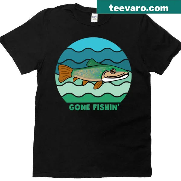 T-shirt featuring a simple graphic design related to trout fishing.