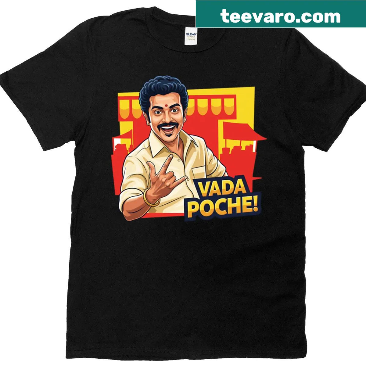 Oversized t-shirt featuring a whimsical vada poche graphic — on a men's t-shirt
