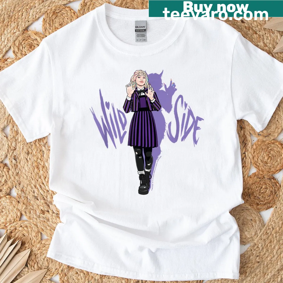 Enid Claws Out logo graphic on a playful t-shirt — on a men's t-shirt