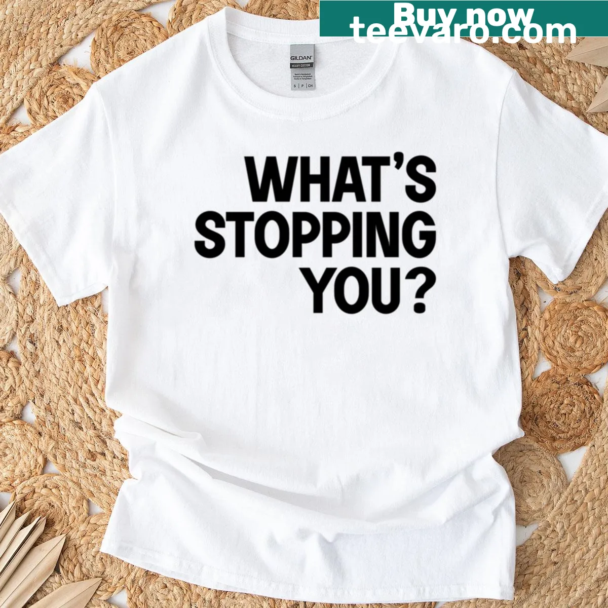 Motivational text graphic on an oversized t-shirt — on a men's t-shirt