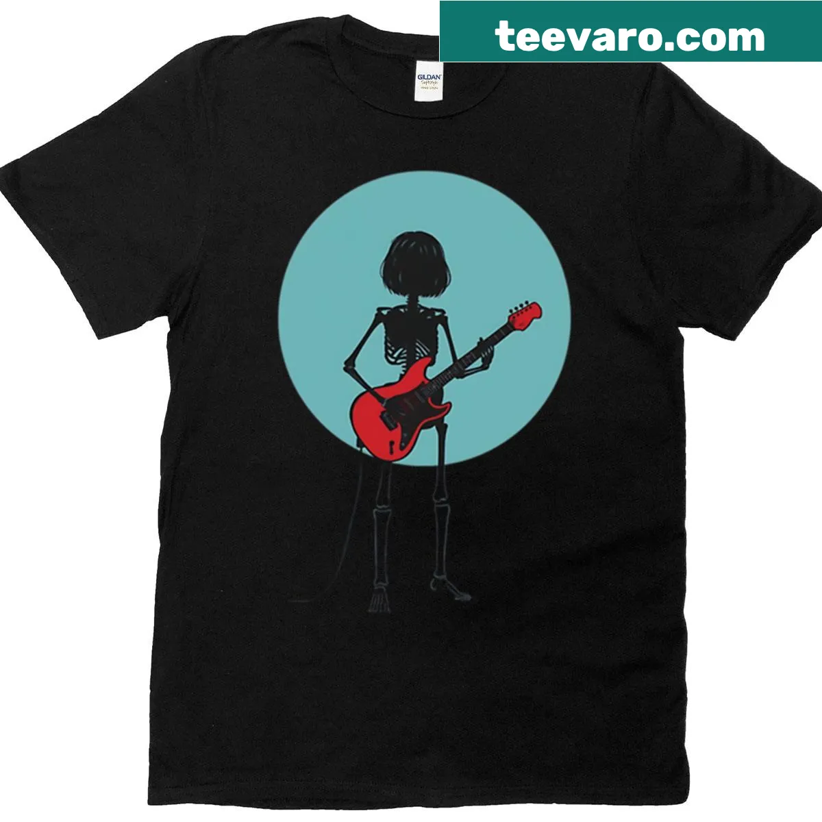 Illustrated skeleton T-shirt depicting a young skeleton — on a men's t-shirt