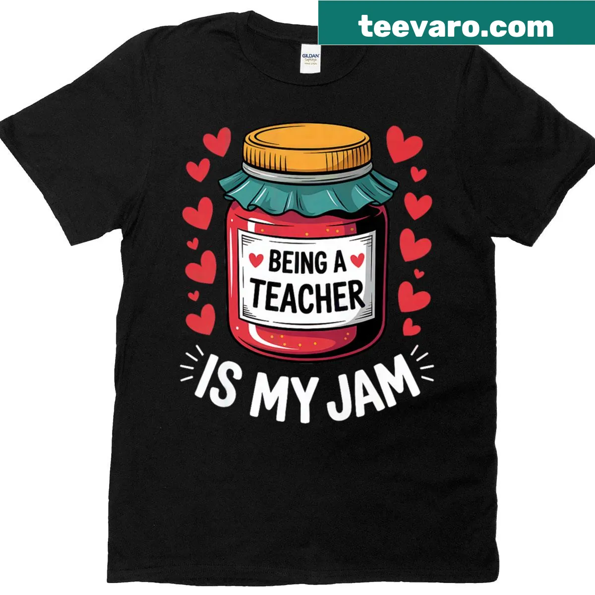 Cute teacher t-shirt with the words 'Being A Teacher Is My Jam' — on a men's t-shirt