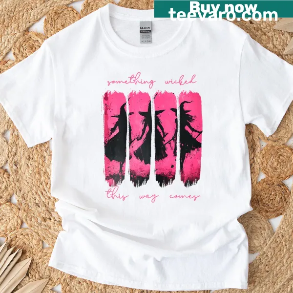 Whimsical Halloween t-shirt featuring a witch and spooky phrase