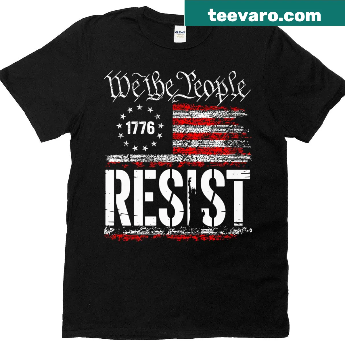 Patriotic T-shirt with We The People and USA flag graphic — on a men's t-shirt