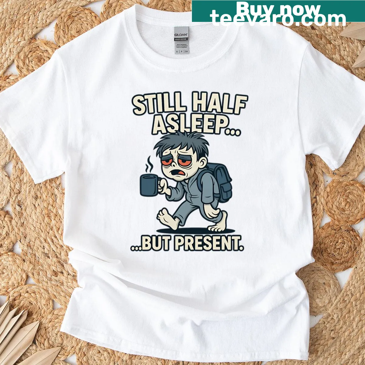 Funny zombie-themed back-to-school t-shirt for kids — on a men's t-shirt