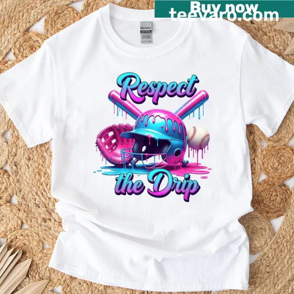 Playful t-shirt with baseball and ice cream graphics