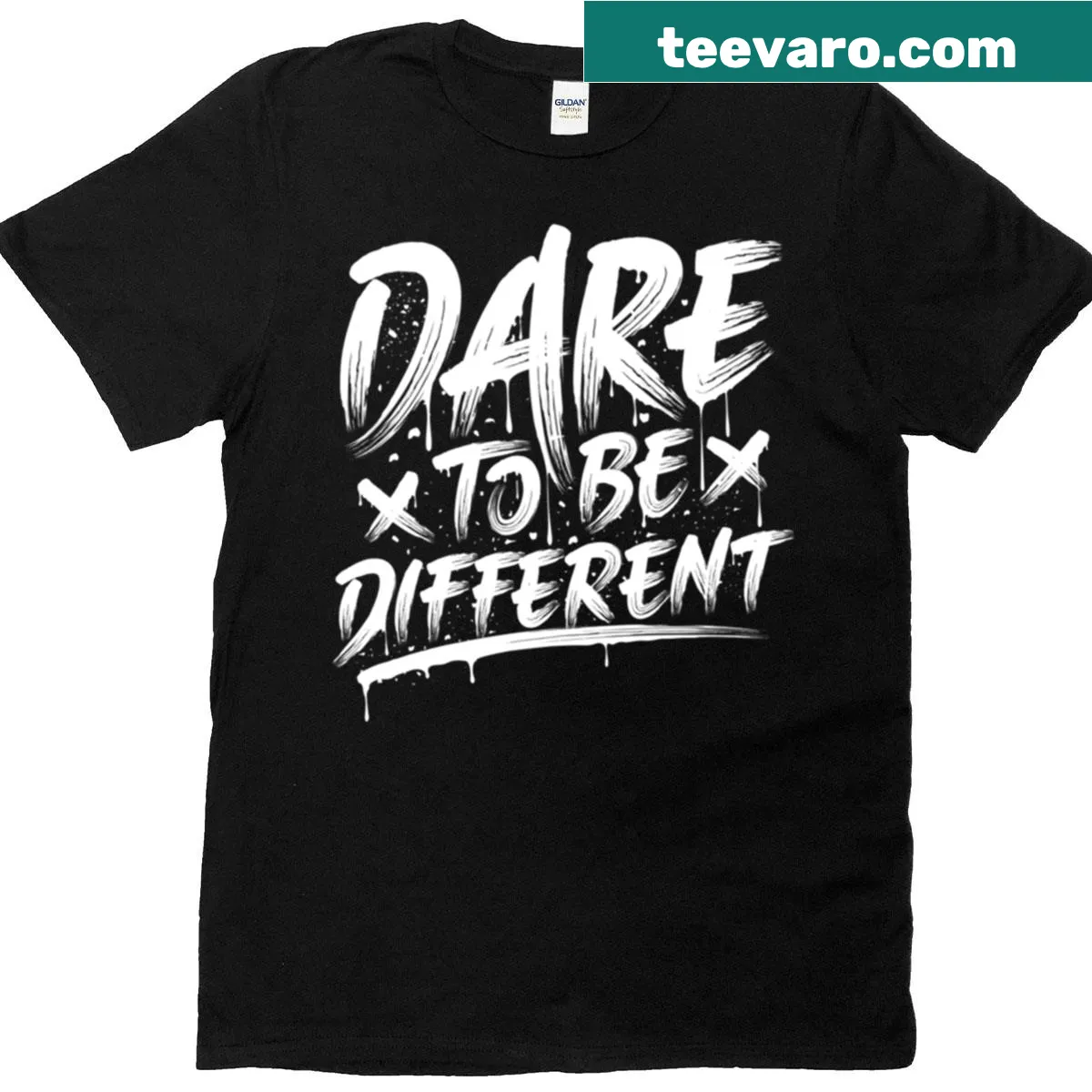 Minimalist typography t-shirt with the phrase ‘Be Different’ — on a men's t-shirt