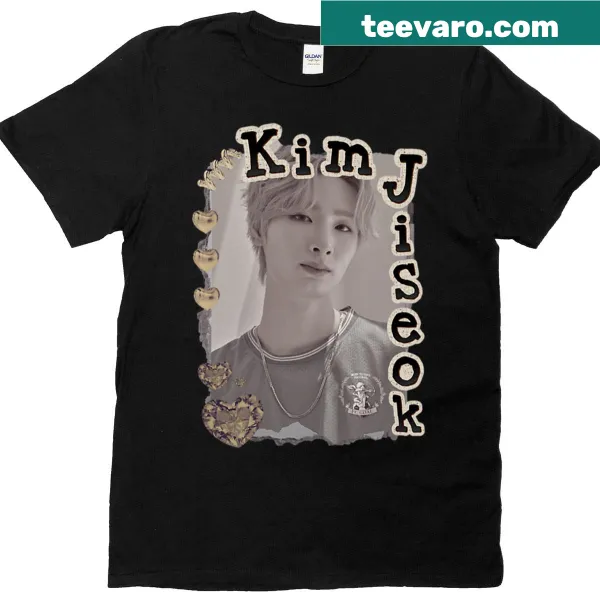 Retro collage design featuring Kim Ji Seok from a Kpop group