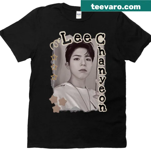 Retro collage design featuring Lee Chan Yeon from a Kpop group