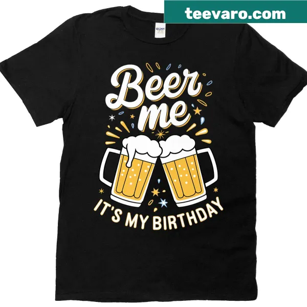 Funny birthday beer graphic t-shirt with beer mug illustration