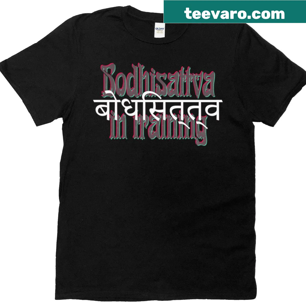 Inspirational T-shirt with the text 'Bodhisattva In Training.' — on a men's t-shirt