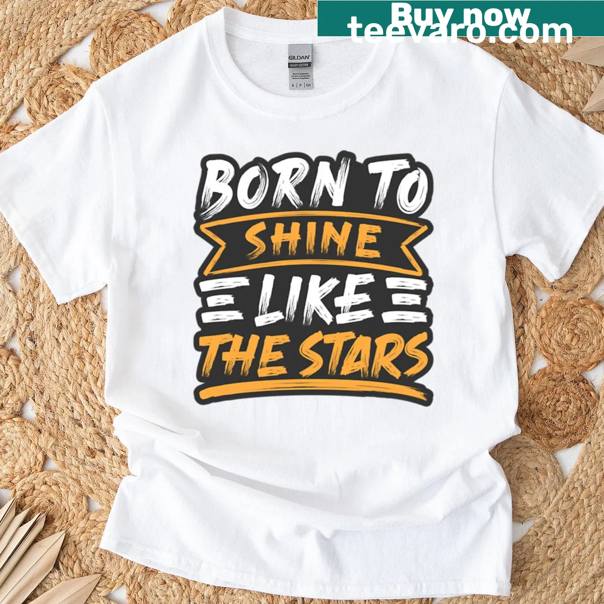 Inspirational hand-lettered Born To Shine T-shirt — on a men's t-shirt