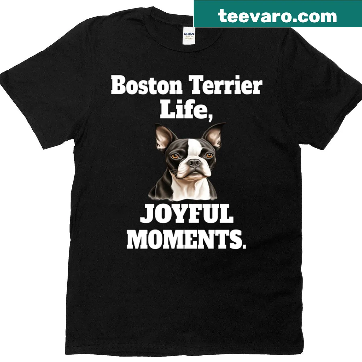 Heartwarming Boston Terrier graphic t-shirt — on a men's t-shirt