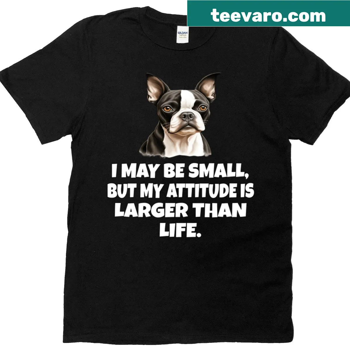 Playful typography design for Boston Terrier owners — on a men's t-shirt
