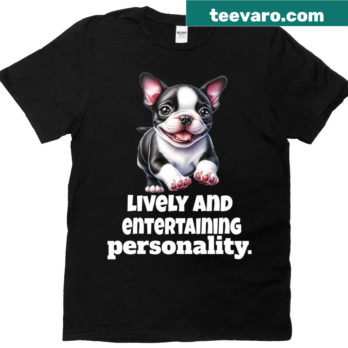 T-shirt celebrating the lively personality of Boston Terriers — on a men's t-shirt