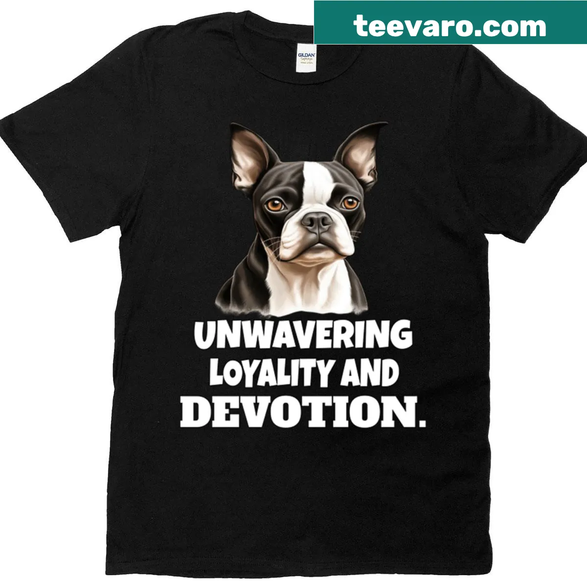 Heartwarming illustration of loyal Boston Terrier — on a men's t-shirt