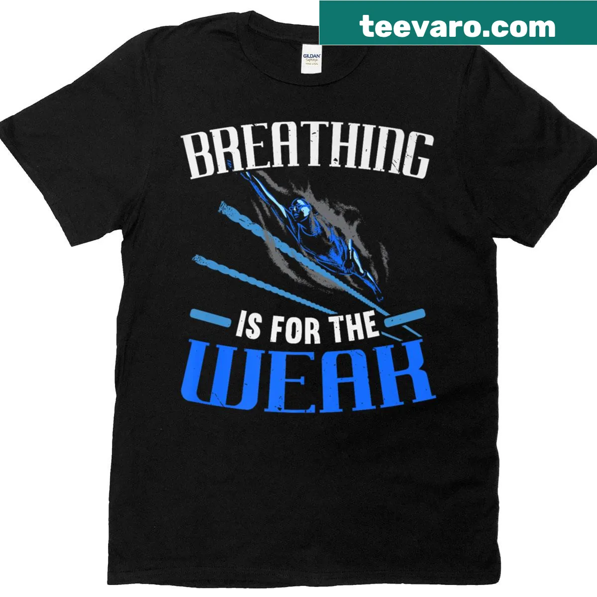 Edgy typography shirt for swimmers — on a men's t-shirt