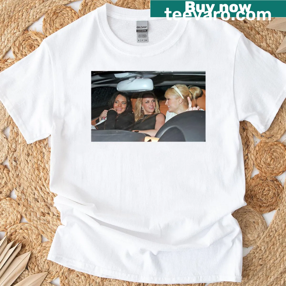 Funny t-shirt featuring the names Britney, Paris, and Lindsay — on a men's t-shirt