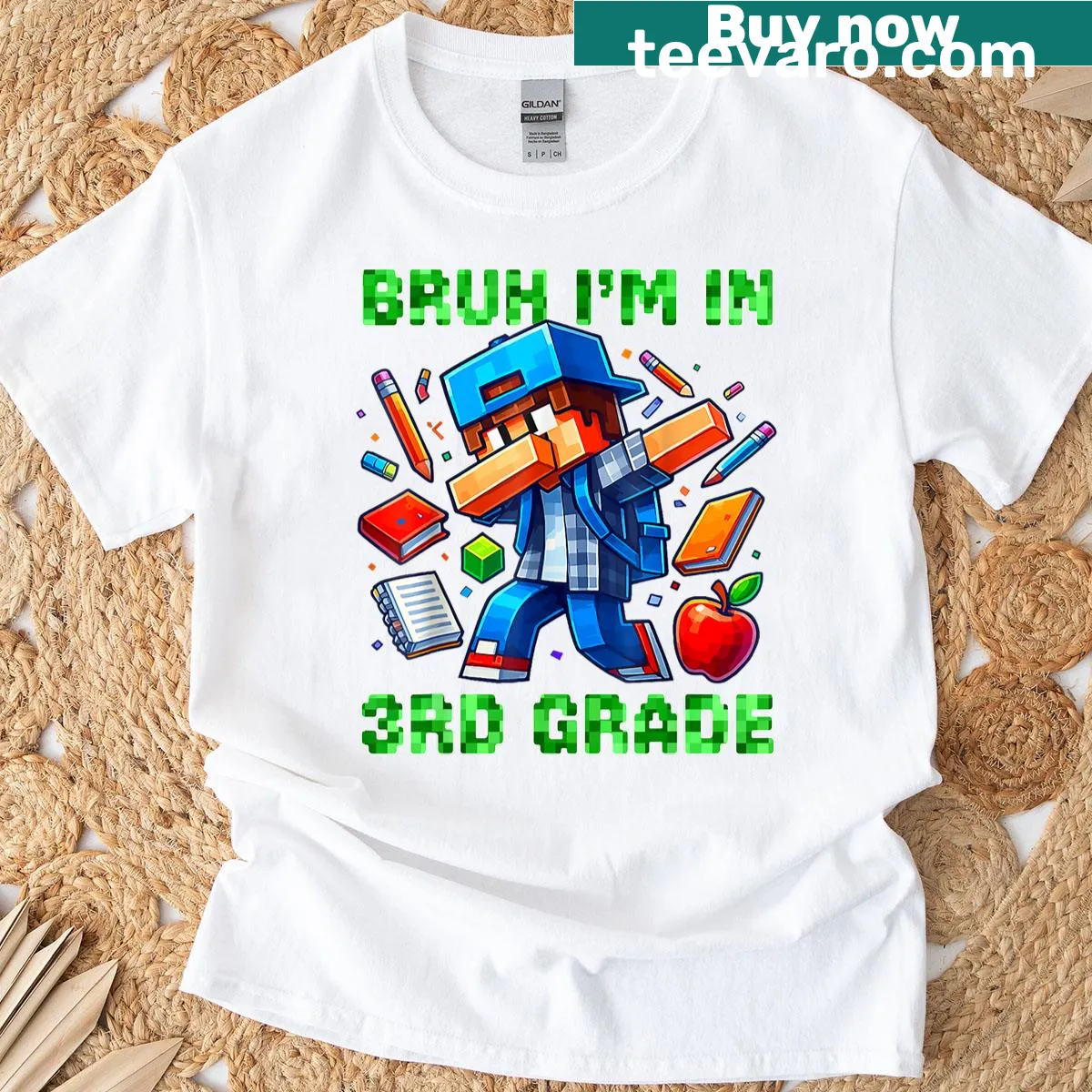 Third grade gamer t-shirt with a dabbing boy graphic — on a men's t-shirt