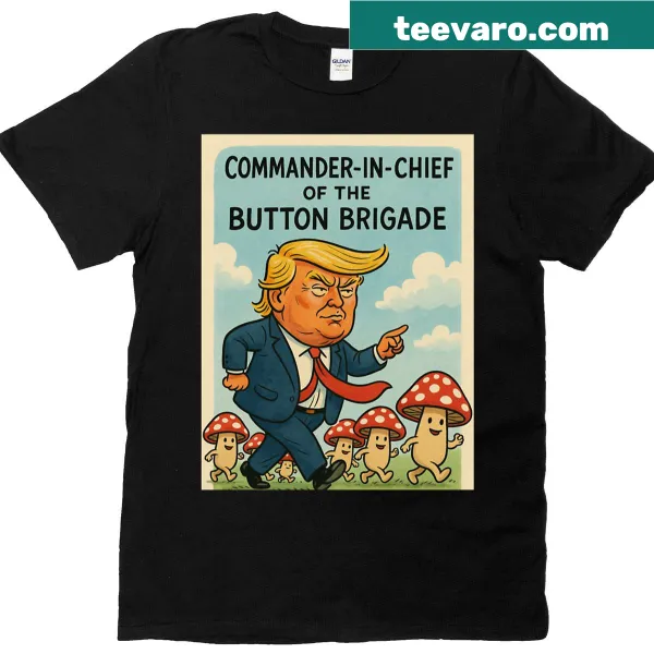 Humorous shirt featuring playful button graphics