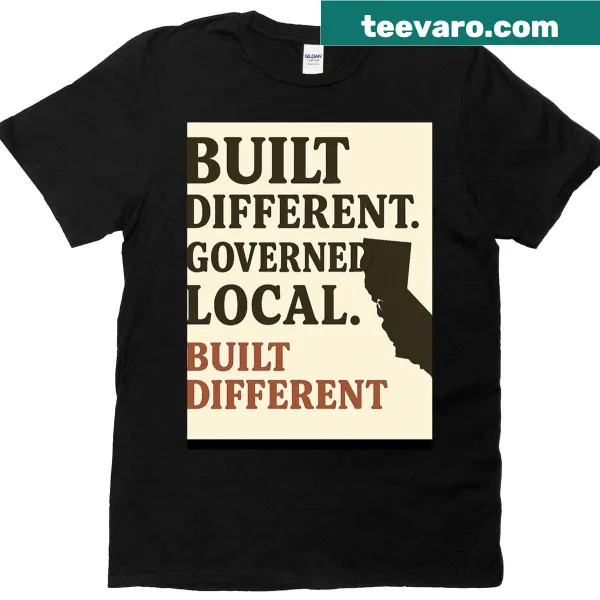 Vintage-style T-shirt with California Built Differently text
