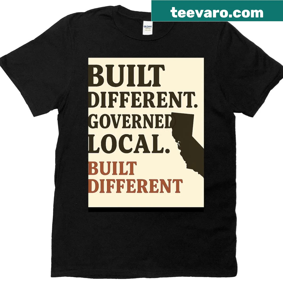 Vintage-style T-shirt with California Built Differently text — on a men's t-shirt
