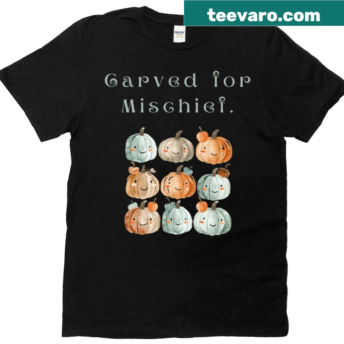 Funny pumpkin design for Halloween on a playful t-shirt — on a men's t-shirt