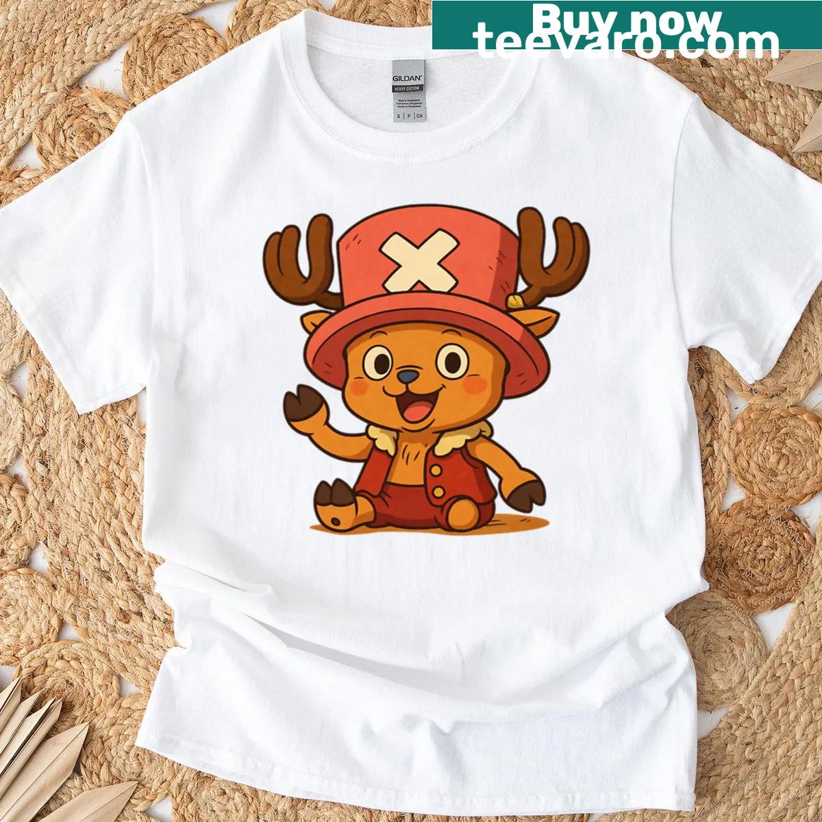 Cute t-shirt featuring Tony Tony Chopper as a reindeer — on a men's t-shirt