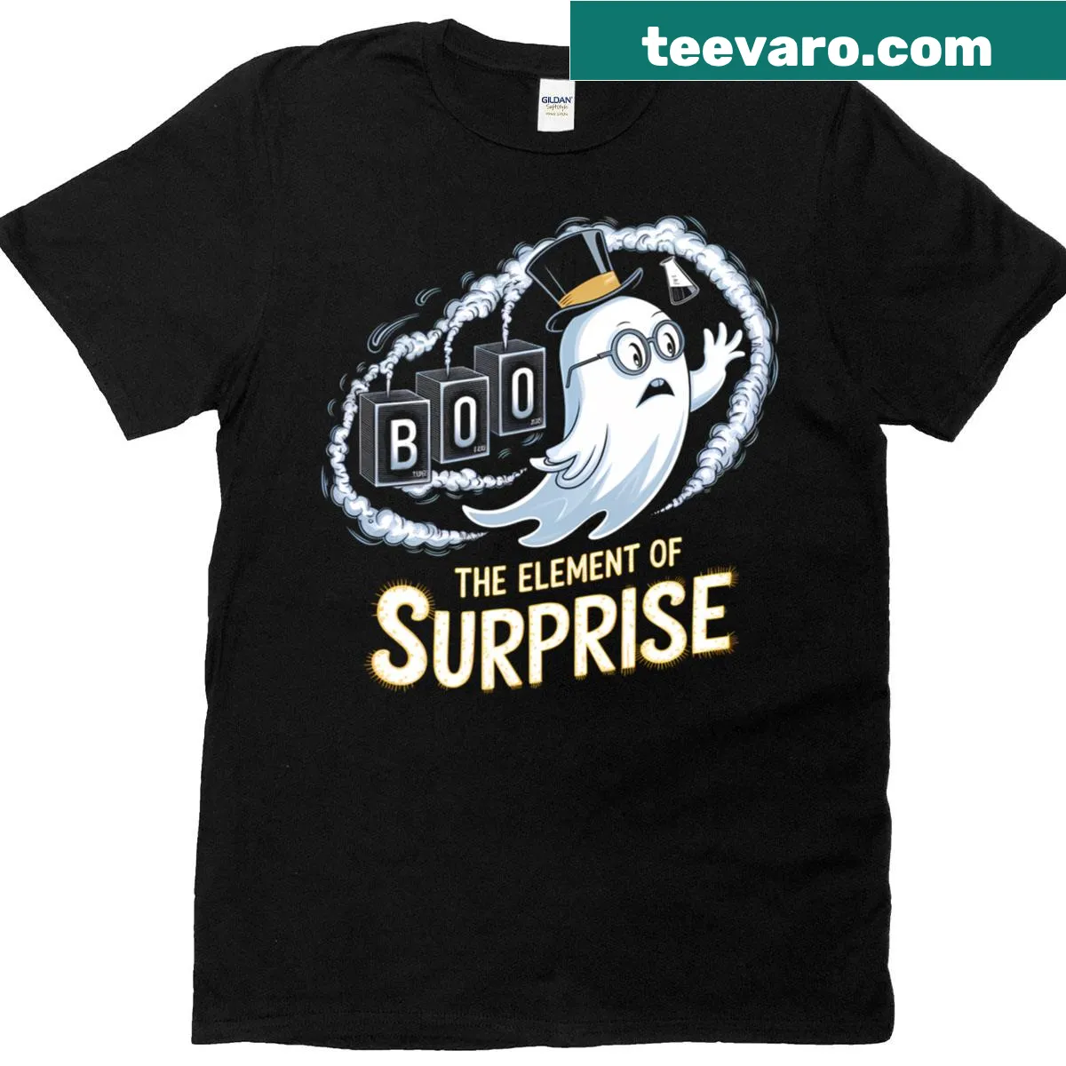 Humorous chemist-themed T-shirt for Halloween — on a men's t-shirt