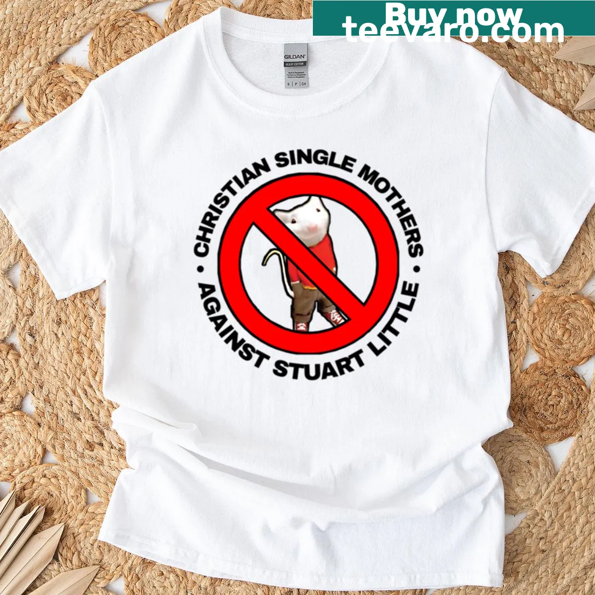 Funny T-shirt for single moms with anti-Stuart Little slogan. — on a men's t-shirt
