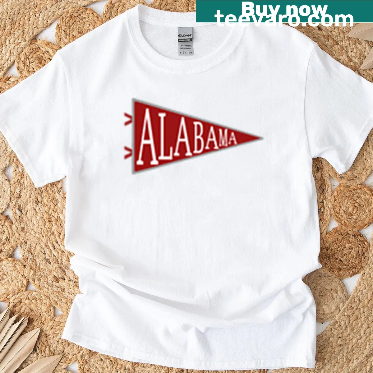 Alabama college pennant T-shirt design featuring a classic graphic — on a men's t-shirt