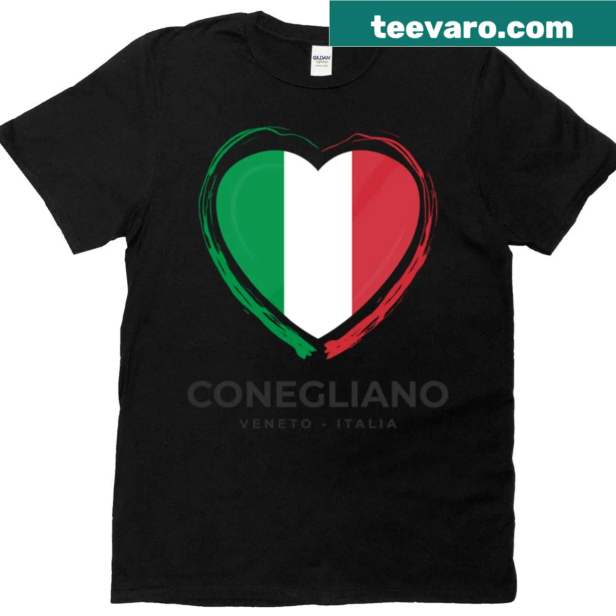 Vintage style t-shirt celebrating Conegliano, Italy — on a men's t-shirt