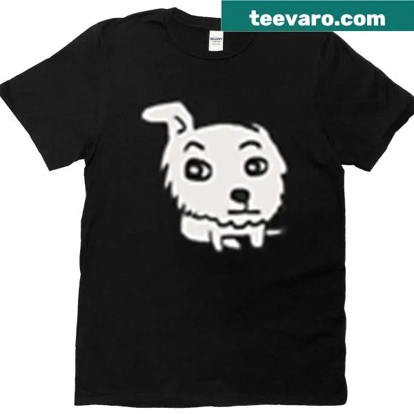 Cartoon dog with one ear up on a t-shirt